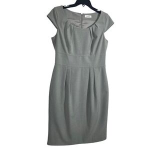 Calvin Klein Gray Career Dress Women Size M Sleeveless‎ Workwear Sheath Fitted
